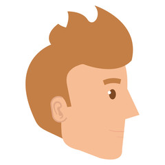 young man head avatar character vector illustration design