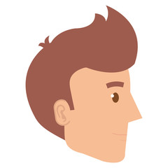 young man head avatar character vector illustration design