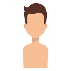 young man shirtless avatar character vector illustration design