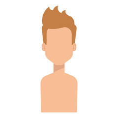 young man shirtless avatar character vector illustration design