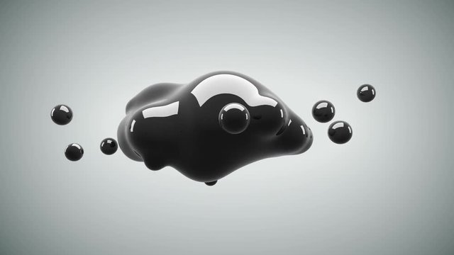Abstract 3D render illustration - deformed figure. metaball black color drop