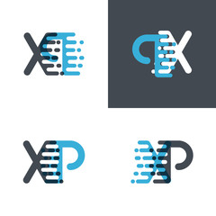 XP letters logo with accent speed soft blue and soft gray
