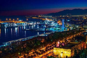 Malaga city at night, Spain