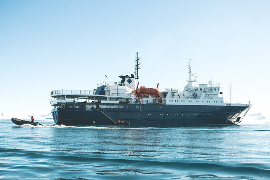 Side View of the Expedition Vessel - Antarctica