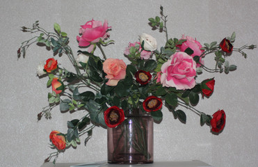 A bouquet of artificial flowers