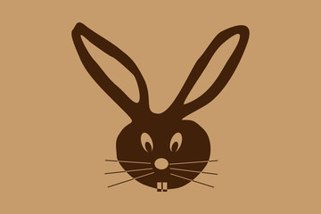 Rabbit - head - vector illustration - brown