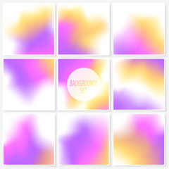 Blur backgrounds set smooth elegant colors violet yellow