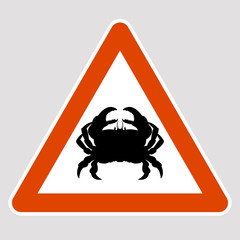 crab black silhouette road sign vector illustration