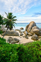 tropical beach Seychelles called "Carana Beach", machabee, mahe, seychelles