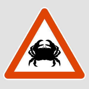 Crab Black Silhouette Road Sign Vector Illustration