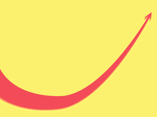 red arrow graph goes up on yellow background