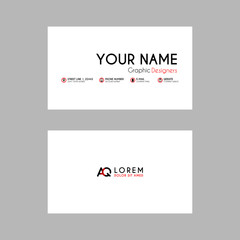 Modern Creative Business Card Template with AQ ribbon Letter Logo