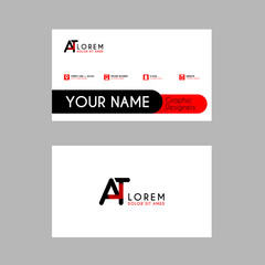 Modern Creative Business Card Template with AT ribbon Letter Logo