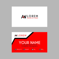 Modern Creative Business Card Template with AW ribbon Letter Logo