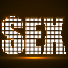 The word "Sex" of glowing pixels, vector illustration eps 10