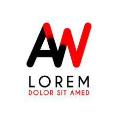 initial Letter WA with red Black and has rounded corners