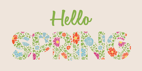 Floral typography. Spring concept. Vector.