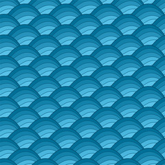 Drawn seamless pattern with blue waves