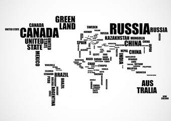 Obraz na płótnie Canvas Typography world map with country names. Vector