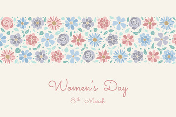 Happy Women's Day - vintage card with cute flowers. Vector.