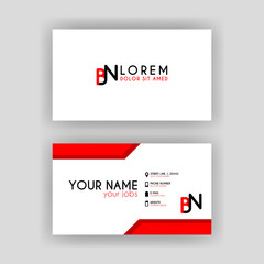 Simple Business Card with initial letter BN rounded edges
