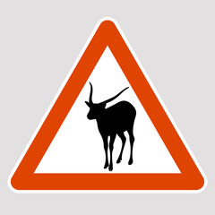 antelope black silhouette road sign vector illustration