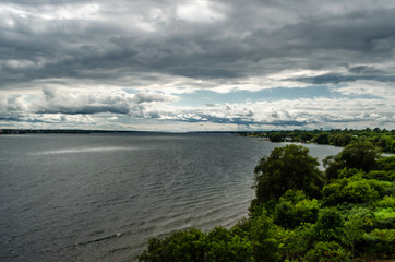 Overhead view of St. Lawrence River Ontario coastline
