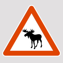 moose black silhouette road sign vector illustration