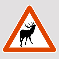 elk black silhouette road sign vector illustration