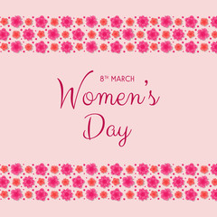 International Women's Day 8th March - concept of a card with flowers. Vector.