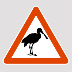 ibis black silhouette road sign vector illustration