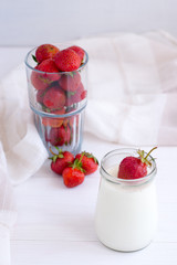 Healthy foods. Homemade yogurt with fruit and berries