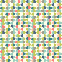 Spring theme seamless pattern of abstract easter eggs. Cheerful retro design for fabric, wallpaper, backgrounds and decoration.