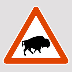 bull black silhouette road sign vector illustration