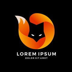 fox logo modern gradation round circle on black background