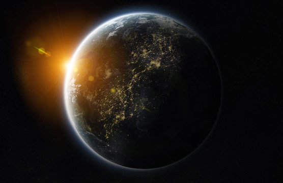 Distant planet system in space with exoplanets 3D rendering elements of this image furnished by NASA