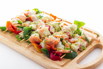 Fish and vegetable kebabs