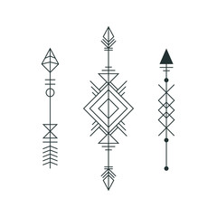 Set of graphic arrows for tattoo design