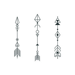 Set of graphic arrows for tattoo design