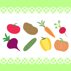 Vegetables healthy nutrition. Organic food from grocery illustration. Vegetated set diet isolated on white background