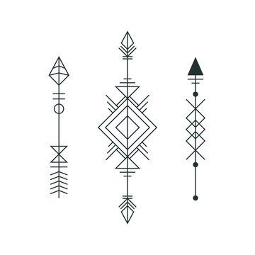 Set of graphic arrows for tattoo design