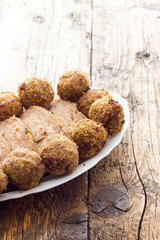 Fried meat meatballs in oil