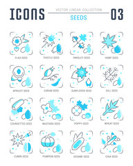 Set Blue Line Icons of Seeds