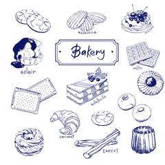 Bakery logotypes set. Bakery vintage design elements, logos, badges, labels, icons and objects