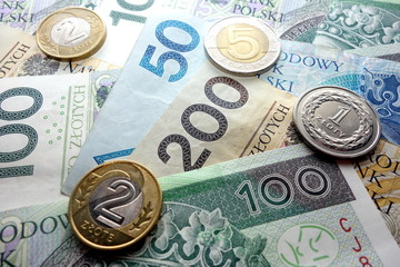 Polish currency close up