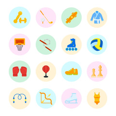 Set Vector Flat Icons of Sports Equipment
