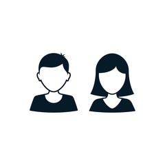 Man and woman user icon avatar profile. Vector silhouette male and female symbol