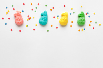 White easter background with color eggs