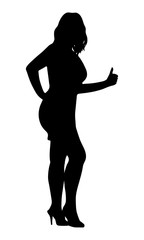 Fototapeta premium Silhouette of a girl with thumbs up