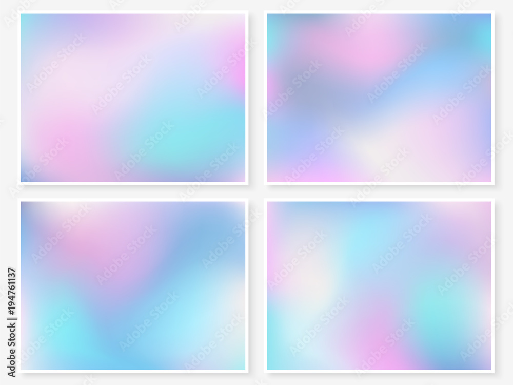 Wall mural holographic backgrounds. holography textures set. hologram. blurs collection. modern. stylish. backd